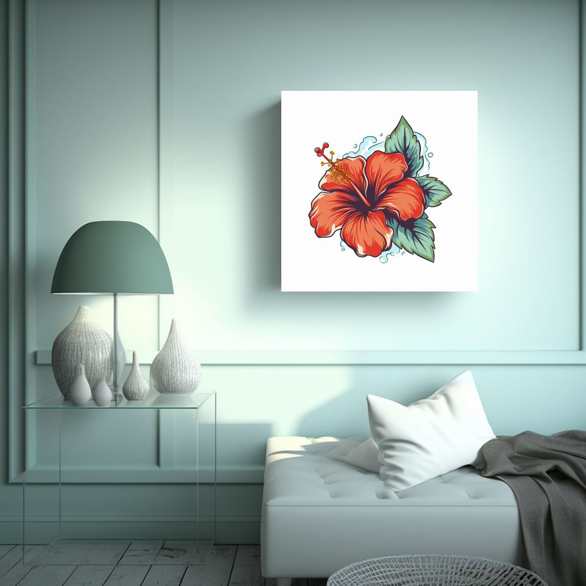 GENERICO - Cuadro Decorativo Culturar De Hibisco Vectorial 100x100 Cm