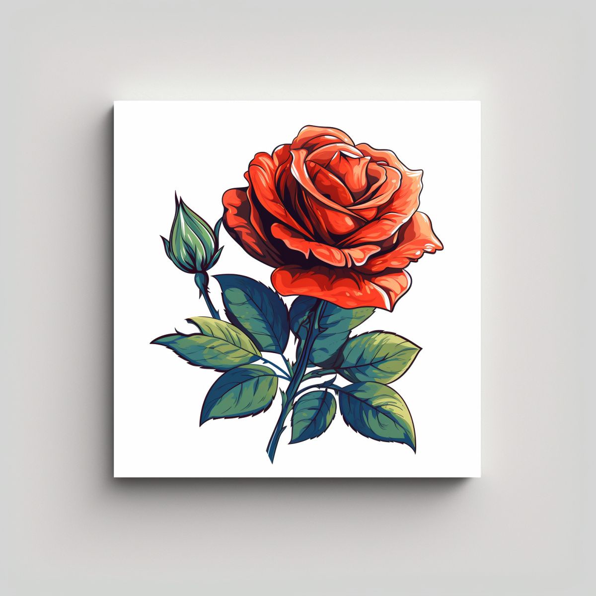 GENERICO - Patrón Intenso De Rosa Vectorial En Lienzo Para 100x100 Cm