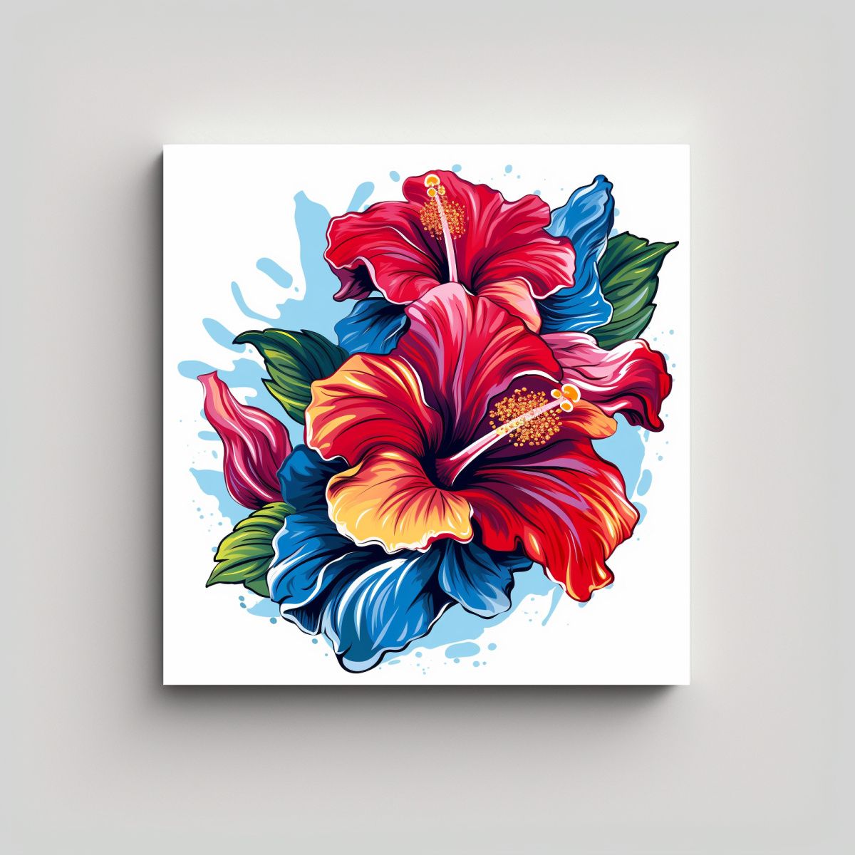 GENERICO - Cuadro De Flores De Hibisco Colorido Diseño De 100x100 Cm