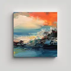 GENERICO - Paisaje Abstracto Del Mar En Colores Moka Con 100x100 Cm