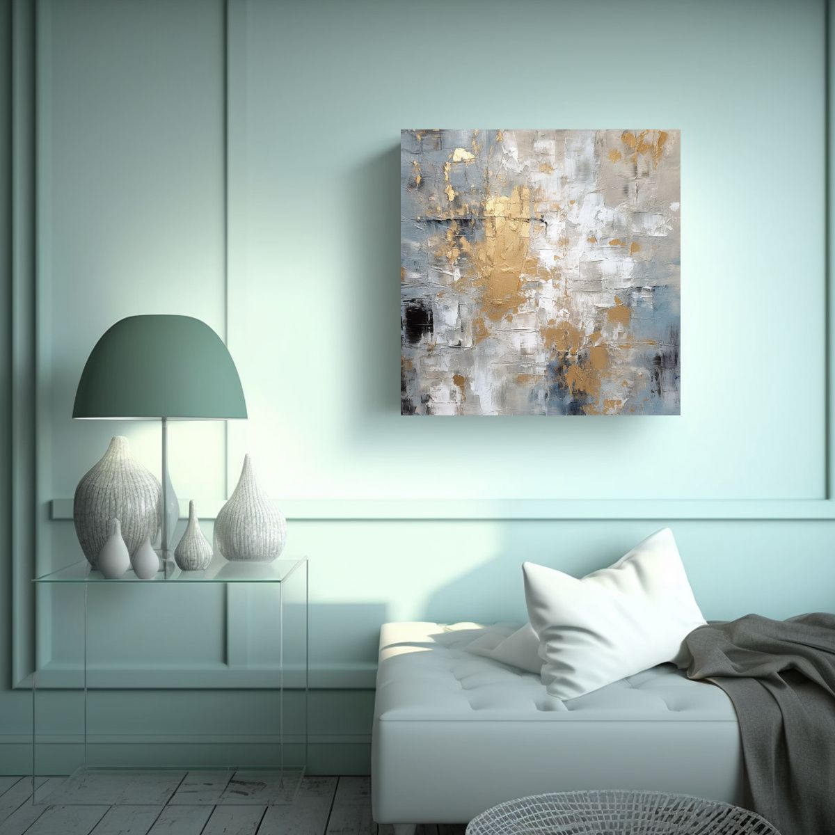 GENERICO - Pintura Contemporánea Metálica Con Tonos 100x100 Cm