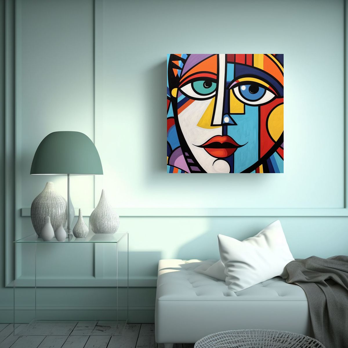 GENERICO - Pintura Decorativa Estilo Britto De Mujer Vintage 100x100 Cm