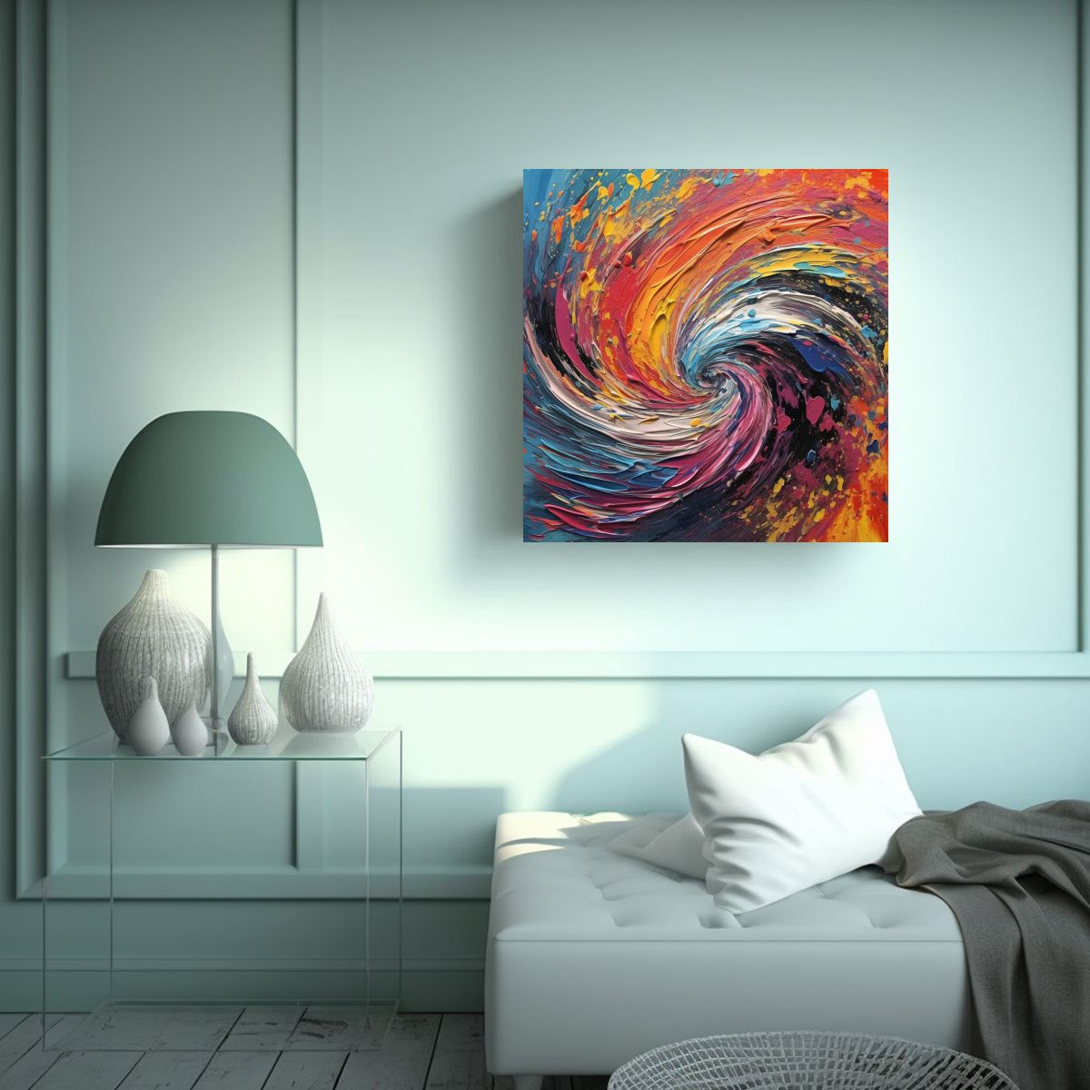 GENERICO - Lienzo Moderno Armonía De Colores Patio 100x100 Cm