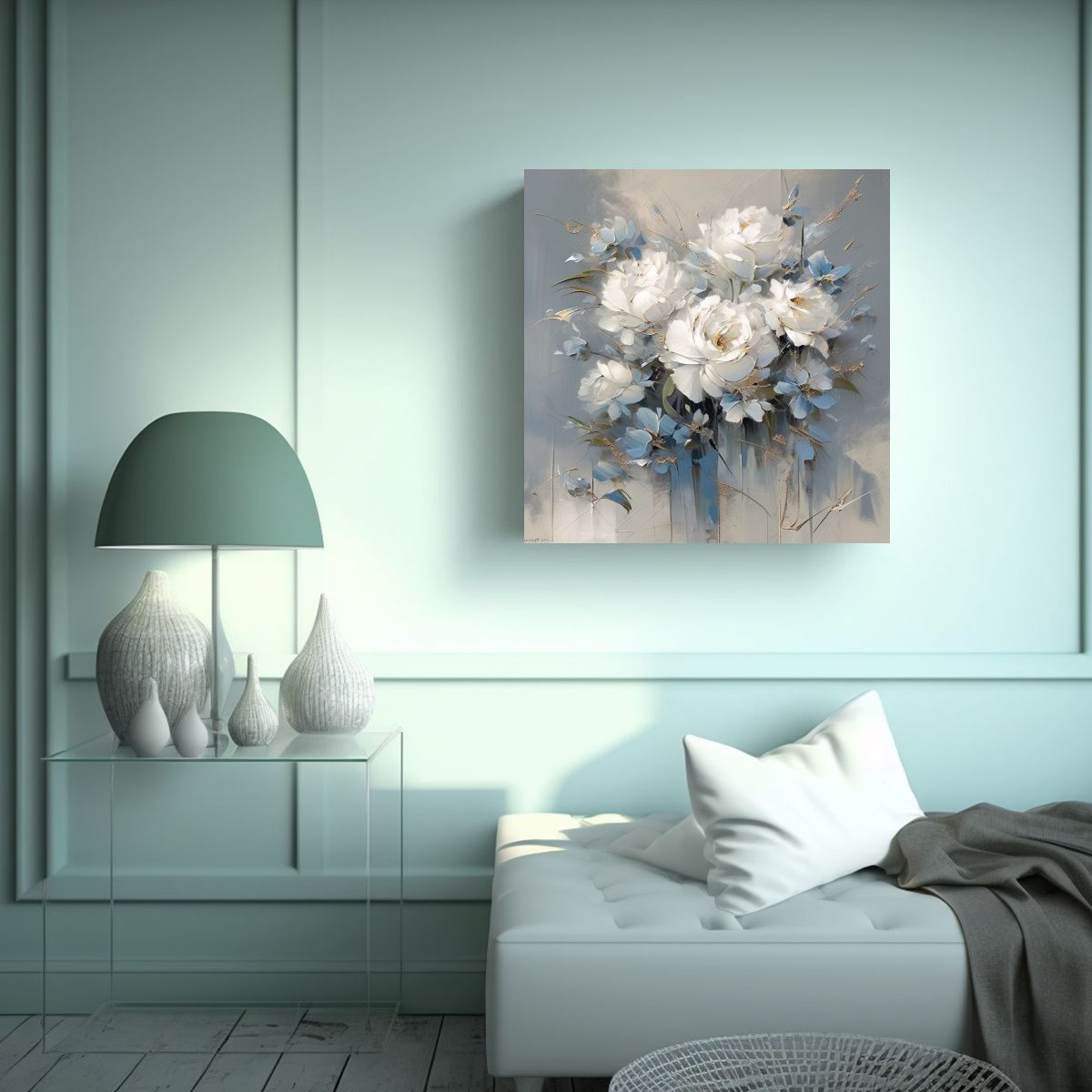 GENERICO - Cuadro De Flores En Lienzo Estilo Decorativo En 100x100 Cm