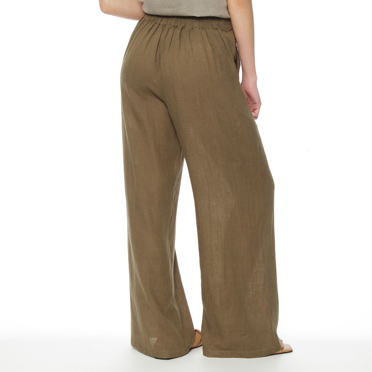 WADOS - PANTALON LINO WIDE LEG TIRO ALTO CON BOTONES EN DELANTERO