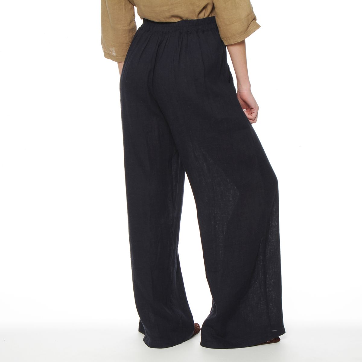 WADOS - PANTALON LINO WIDE LEG TIRO ALTO CON BOTONES EN DELANTERO
