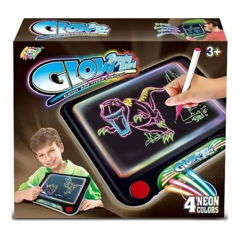 GENERICO - Pizarra 3d Led Luminosa Mágica Glow Para Niños Plumones Neón