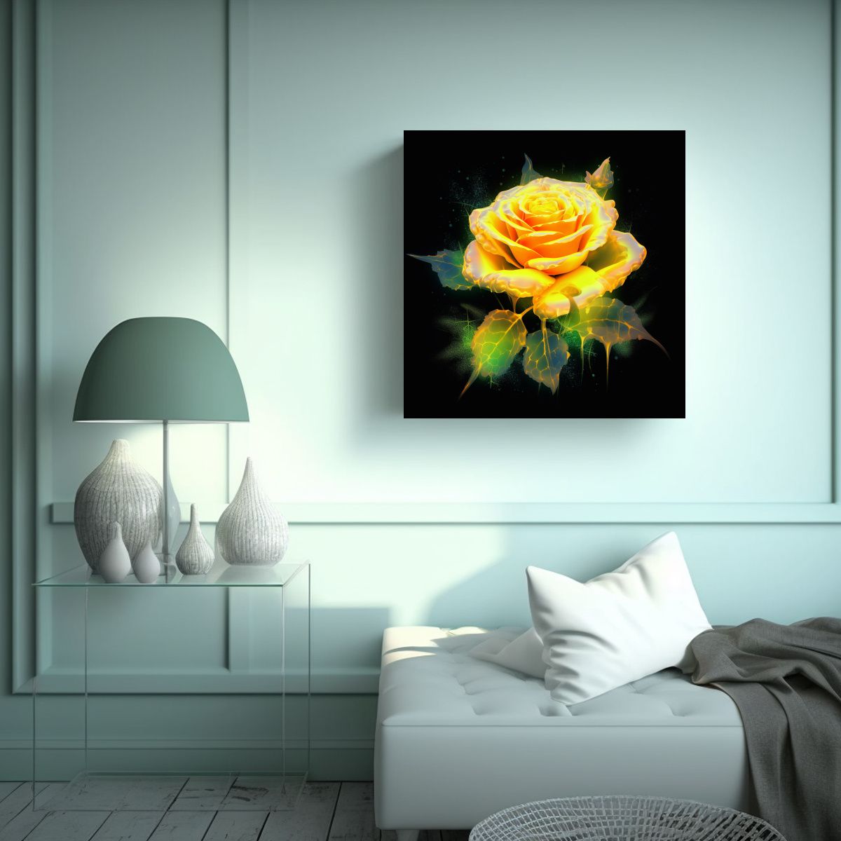 GENERICO - Diseño Sublimación Neón Amarillo Vintage Arte 100x100 Cm