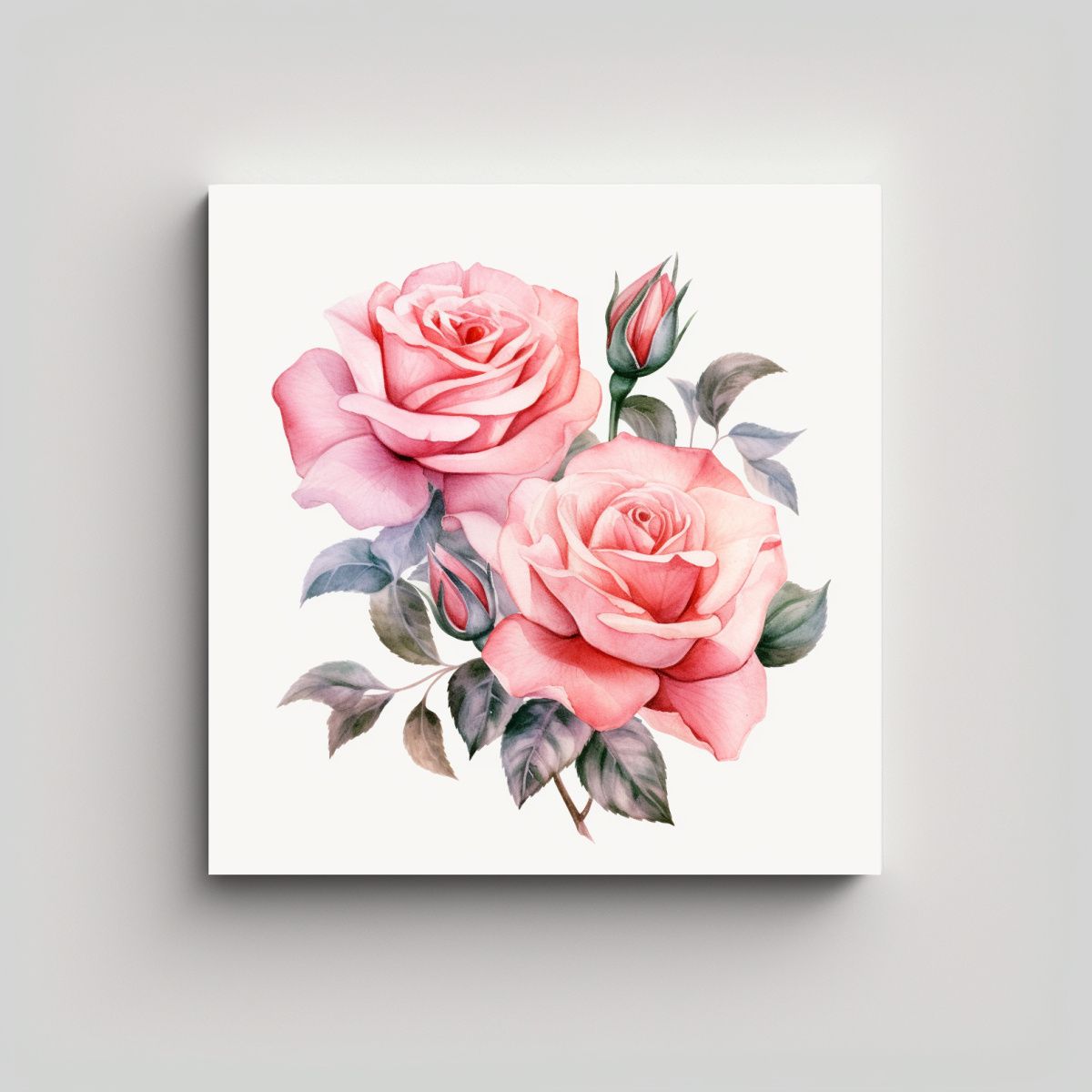 GENERICO - Exposición Inspiradora De Canva Con Rosas 100x100 Cm