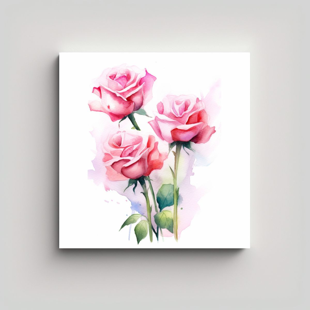 GENERICO - Cuadro De Alta Calidad Con Rosas Rosadas En Fondo 100x100 Cm