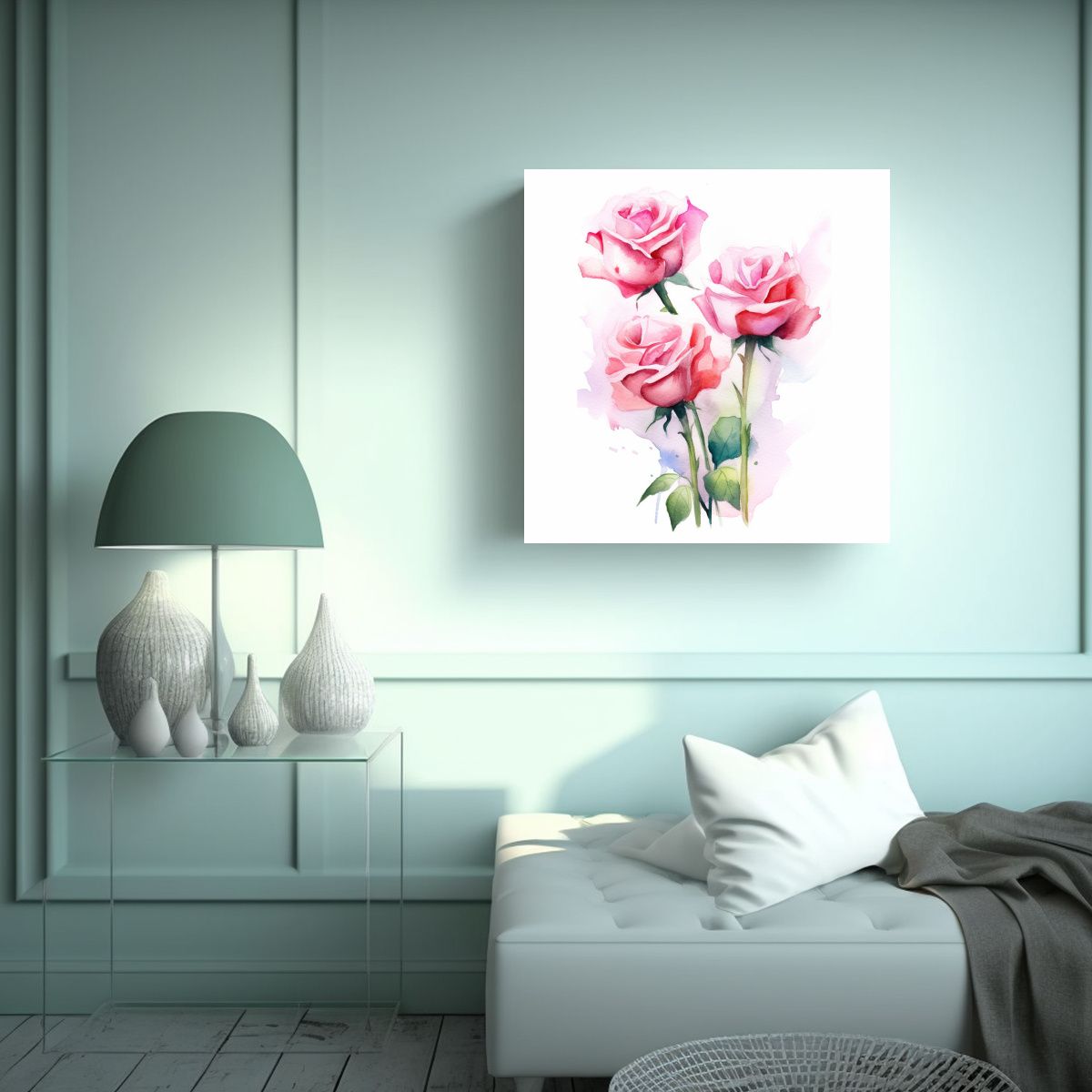 GENERICO - Cuadro De Alta Calidad Con Rosas Rosadas En Fondo 100x100 Cm