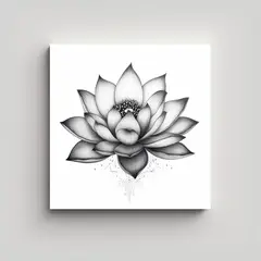 GENERICO - Flor De Loto Negro Estilo Tatuaje Arte Vanguardia 100x100 Cm