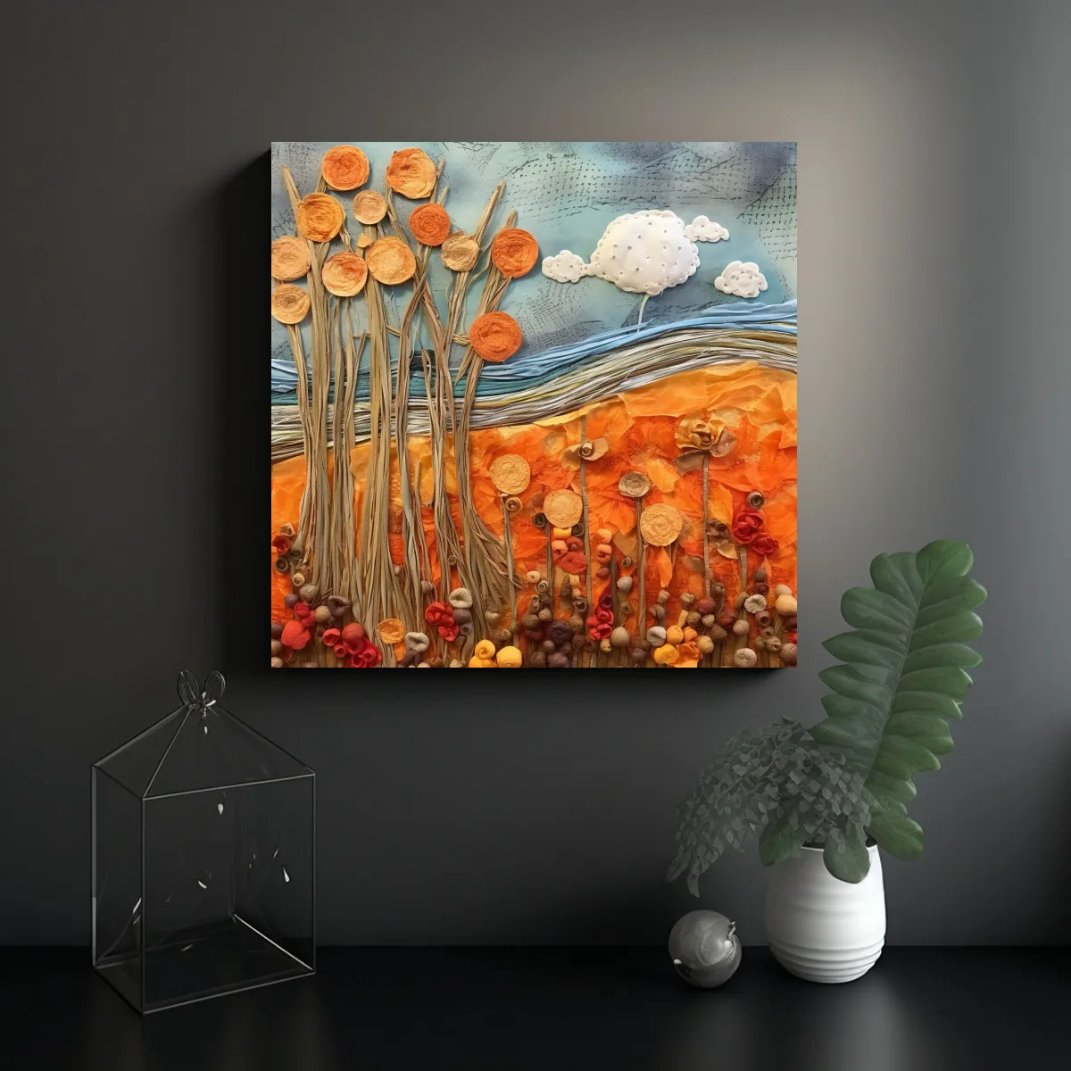 GENERICO - Cuadro Otoñal En Bastidor Inspiración En Tonos 100x100 Cm