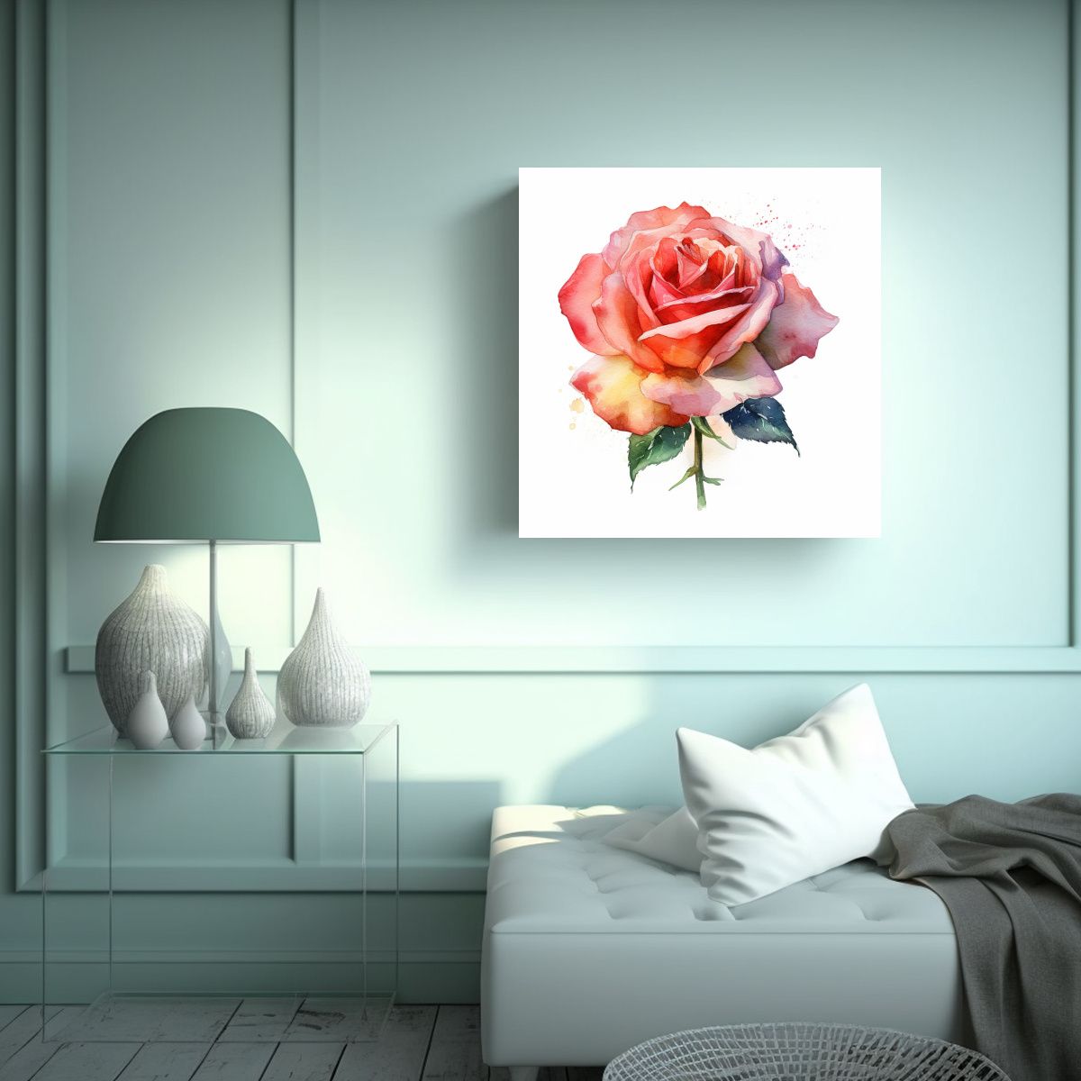 GENERICO - Simetría En Arte De Pared Rosa Acuarela Hermosa 100x100 Cm
