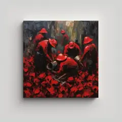 GENERICO - Pinturas Abstractas De Carbón Con Mineros En 100x100 Cm