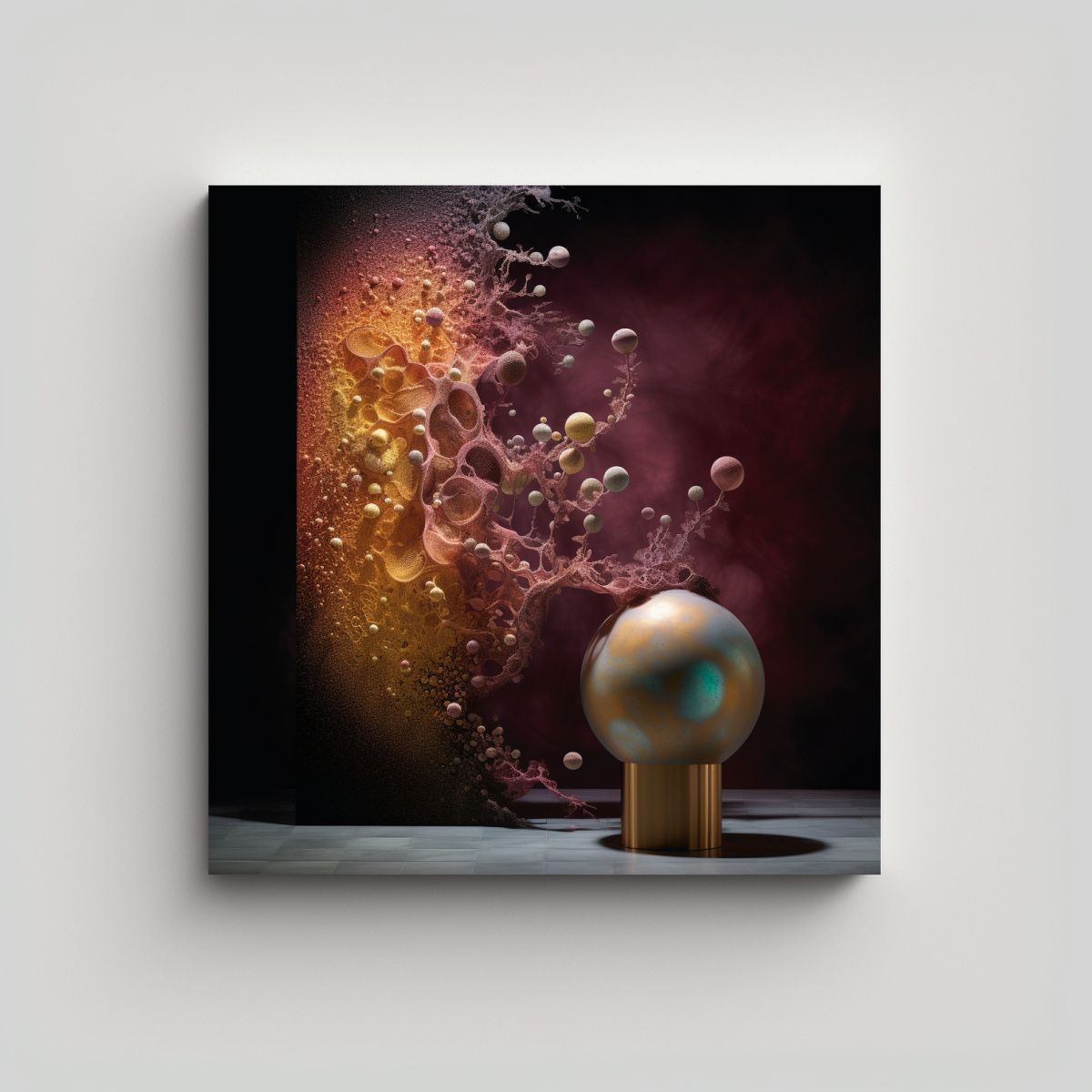 GENERICO - Pintura Lienzo Relieve FOCUS Columna Agua 100x100 Cm