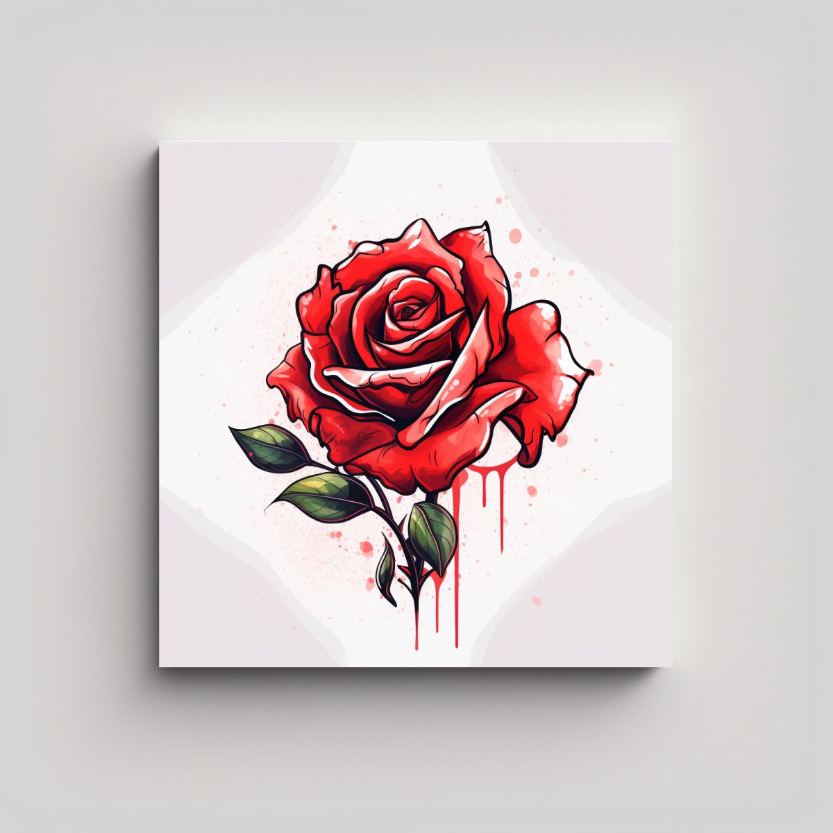 GENERICO - Diseño De Tatuaje De Rosa En Profunda Acuarela - 100x100 Cm