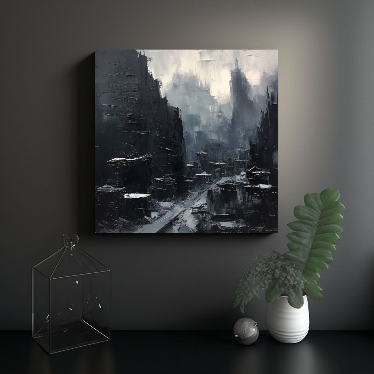 GENERICO - Pinturas Sobre Lienzo Con Montañas Negras Arte 100x100 Cm