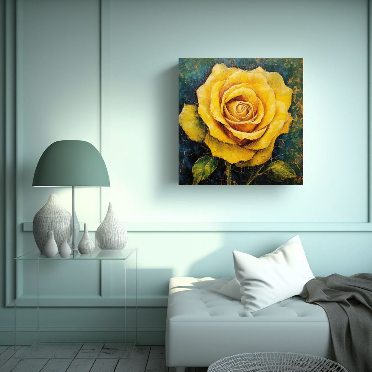 GENERICO - Cuadro Vanguardia Impactante Arte Rosa Amarilla 100x100 Cm