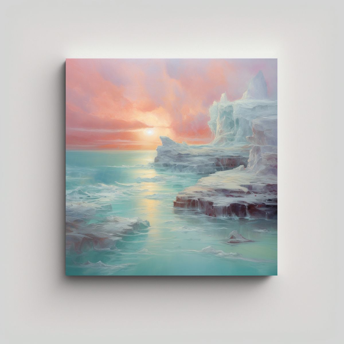 GENERICO - Pintura Al óleo Impactante De Paisaje Marino En 100x100 Cm