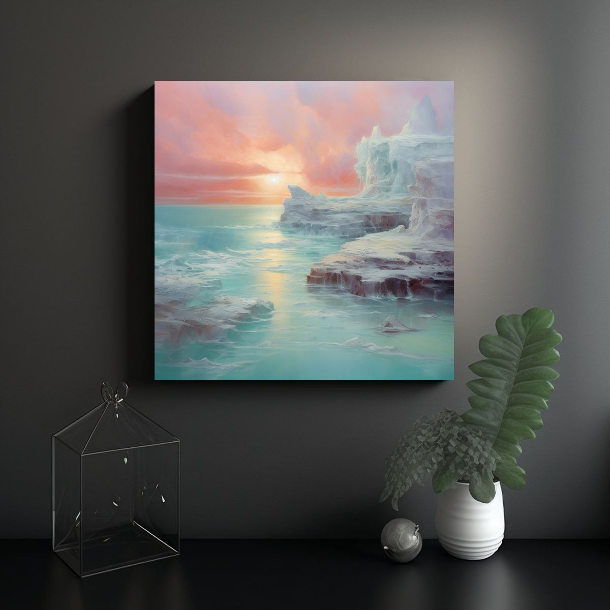 GENERICO - Pintura Al óleo Impactante De Paisaje Marino En 100x100 Cm