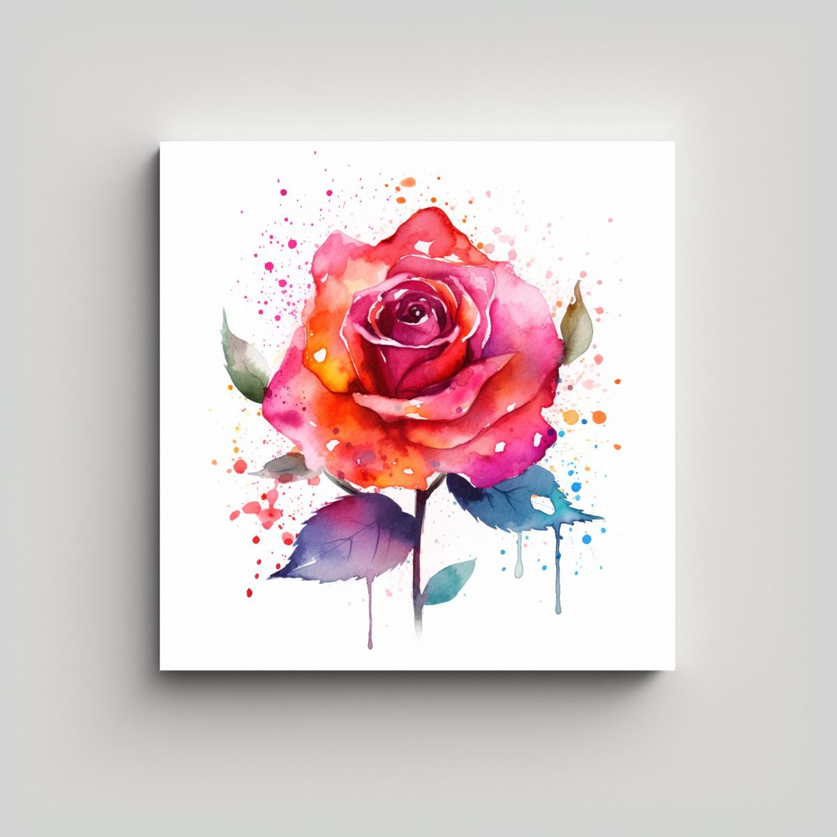 GENERICO - Cuadro De Rosa Salvaje Vibrante Y Colores 100x100 Cm