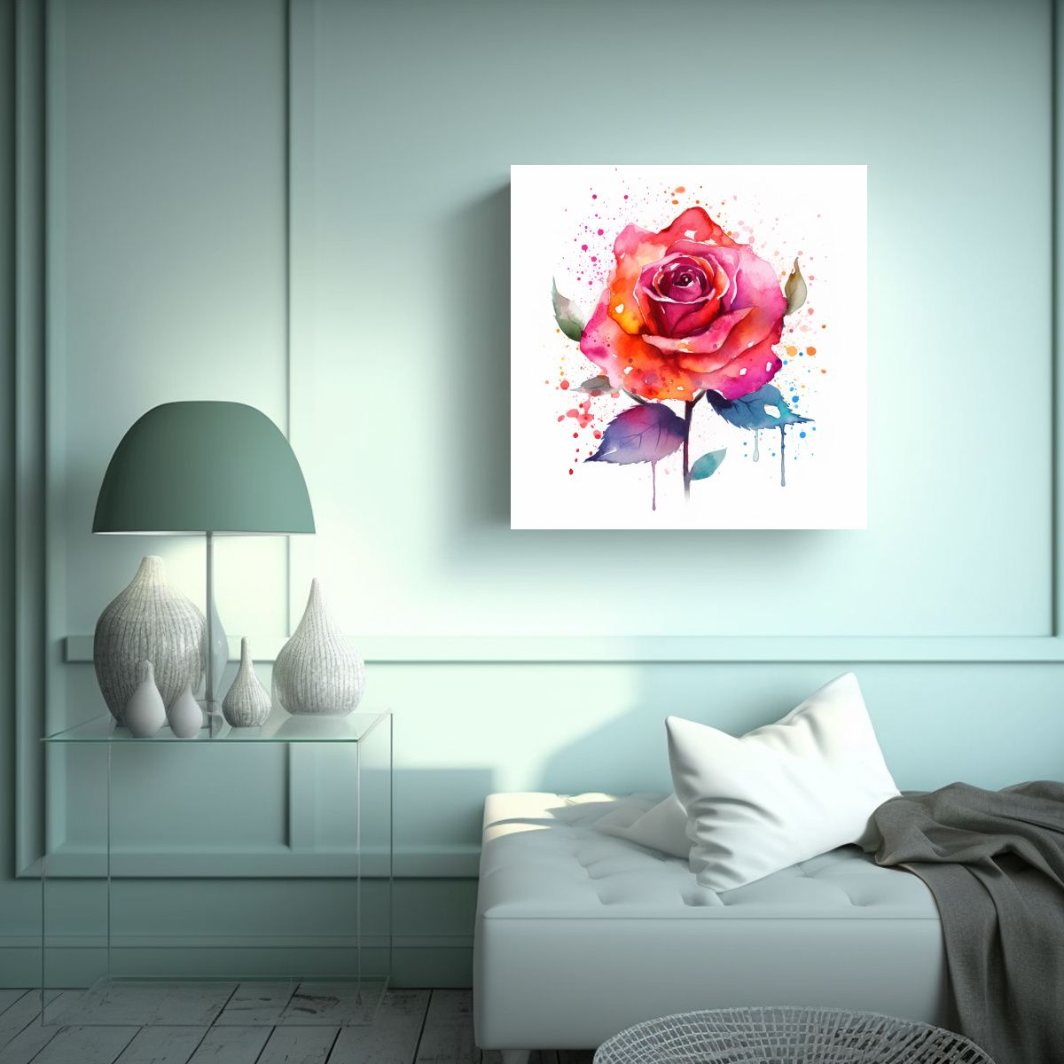 GENERICO - Cuadro De Rosa Salvaje Vibrante Y Colores 100x100 Cm