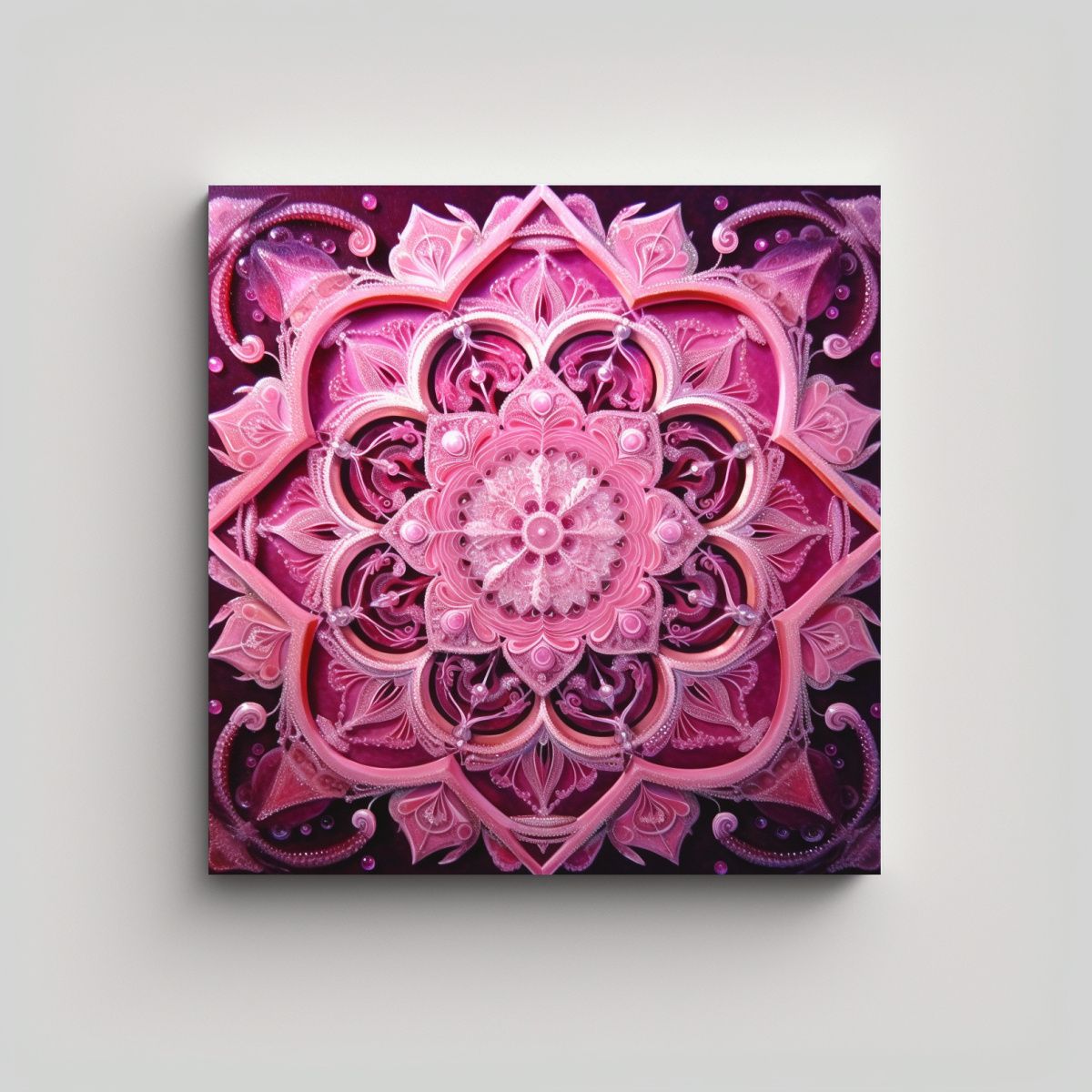 GENERICO - Pintura Decorativa Mandala En Tonos Rosa Y Cristal 100x100 Cm