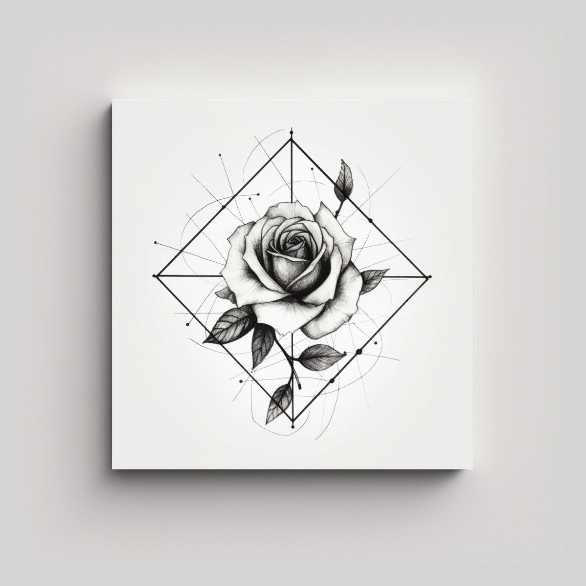 GENERICO - Diseño Minimalista De Rosa En Lienzo Geometría 100x100 Cm