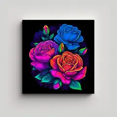GENERICO - Diseño Tshirt Synthwave Vivo Pintura Decorativa 100x100 Cm