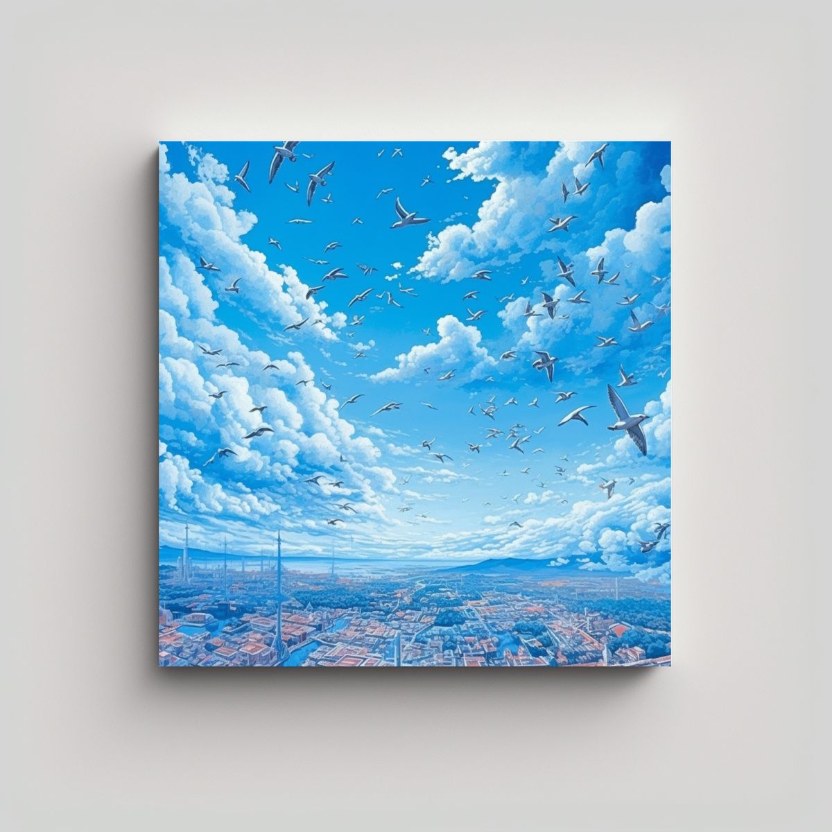 GENERICO - Cuadro Conceptual Motivo Azul Cielo Decoración 100x100 Cm
