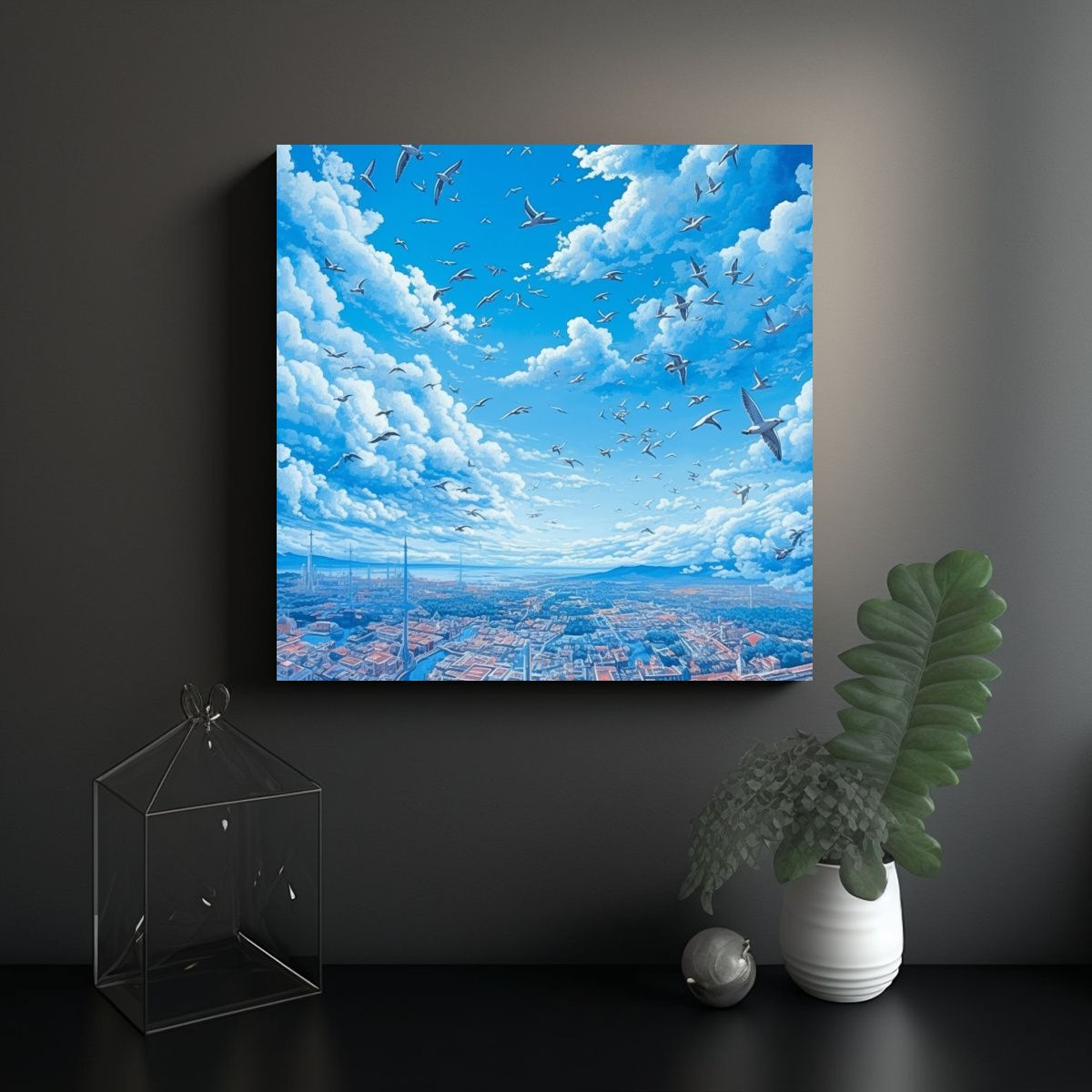 GENERICO - Cuadro Conceptual Motivo Azul Cielo Decoración 100x100 Cm