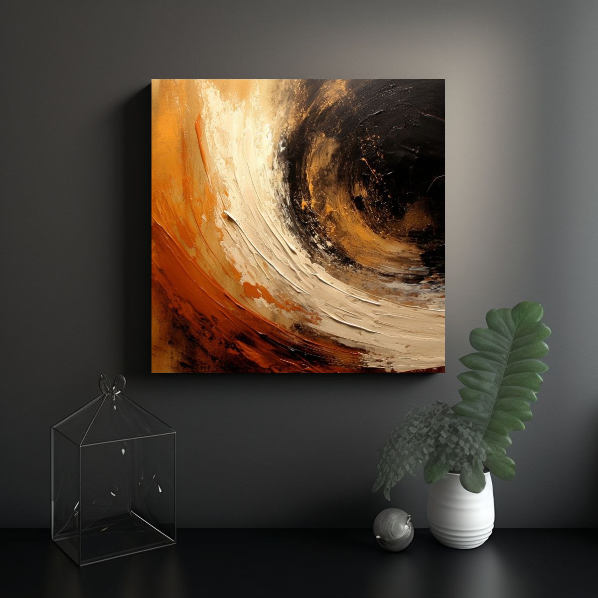 GENERICO - Cuadros Modernos Abstractos Negro Marrón Claro 100x100 Cm