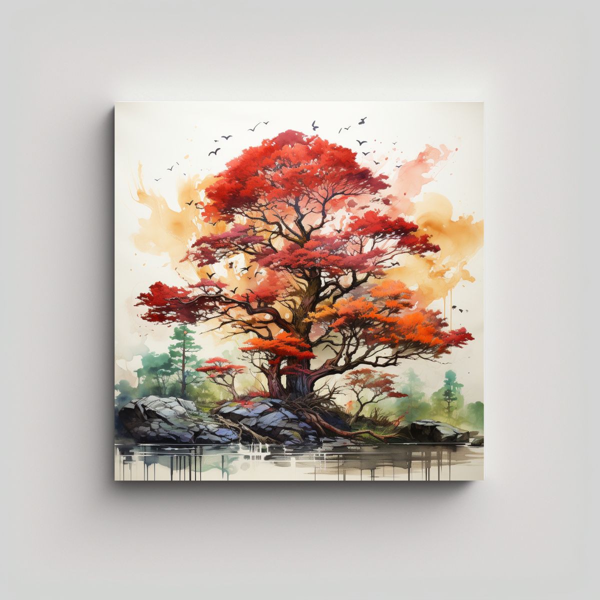 GENERICO - Pintura Abstracta De Un árbol De Cedro En Tonos 100x100 Cm