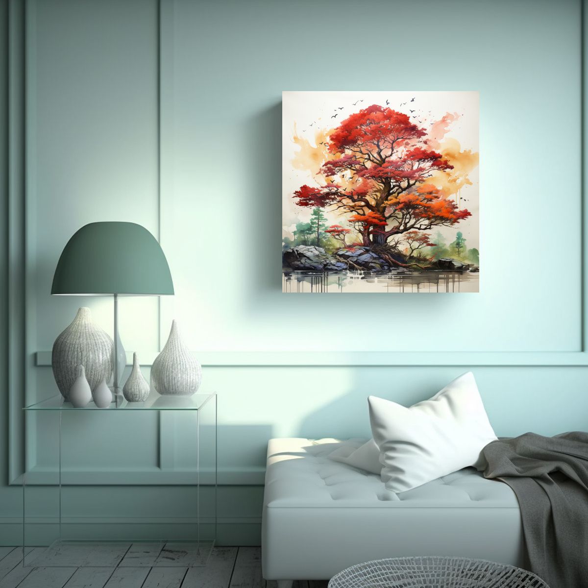 GENERICO - Pintura Abstracta De Un árbol De Cedro En Tonos 100x100 Cm