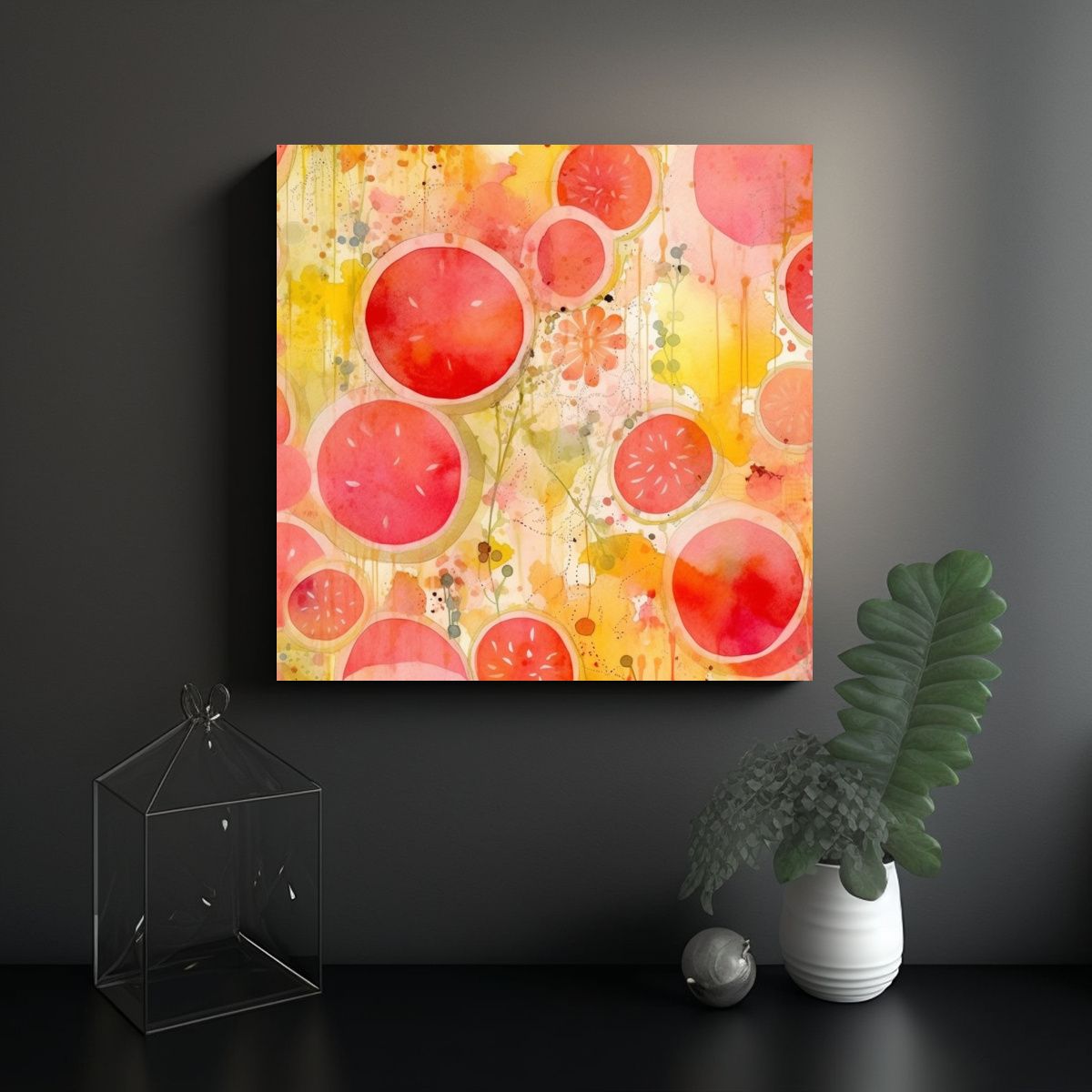 GENERICO - Pintura Decorativa Original Rebanadas De Tomate 100x100 Cm