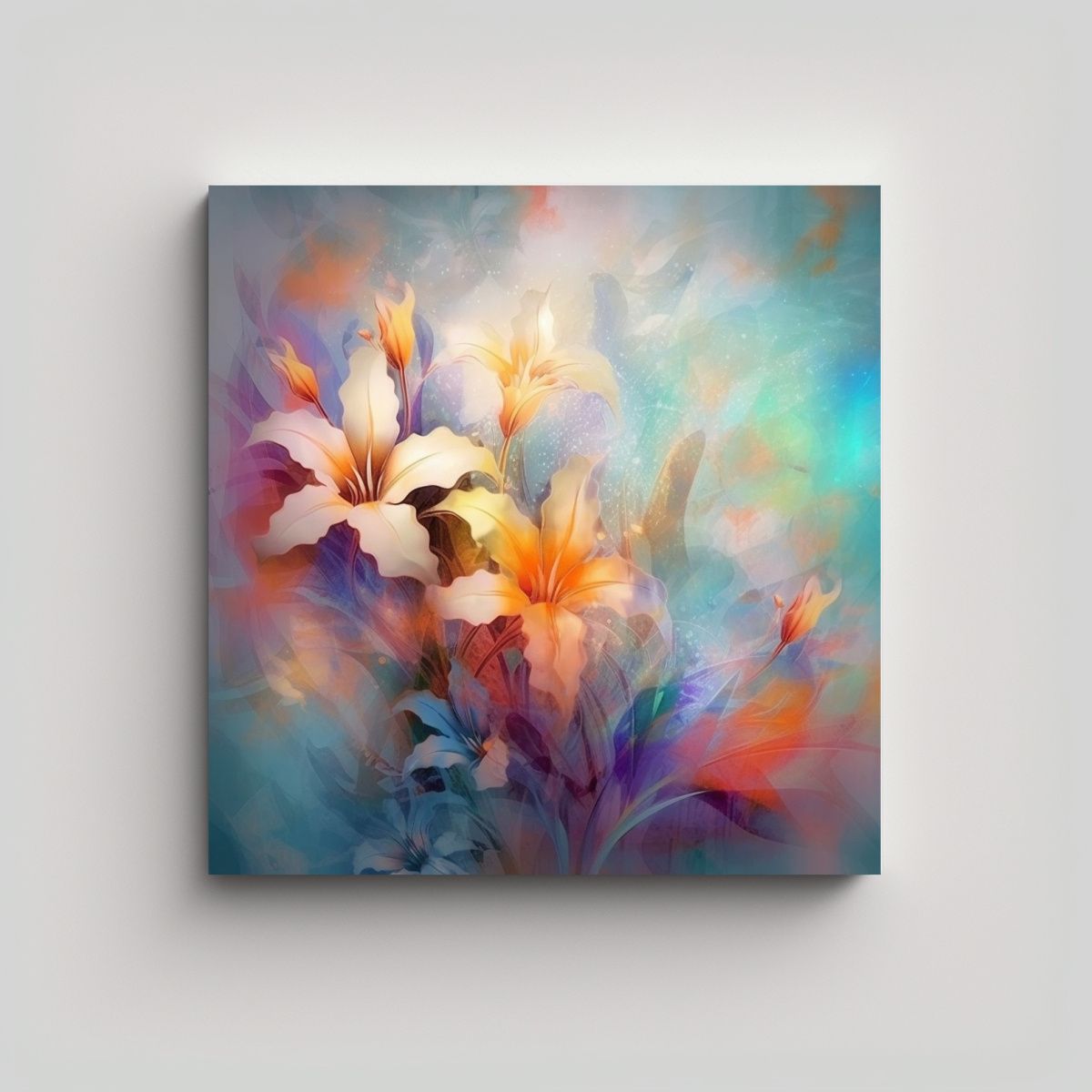 GENERICO - Canva De Flores Elegantes Y Coloridas 100x100 Cm