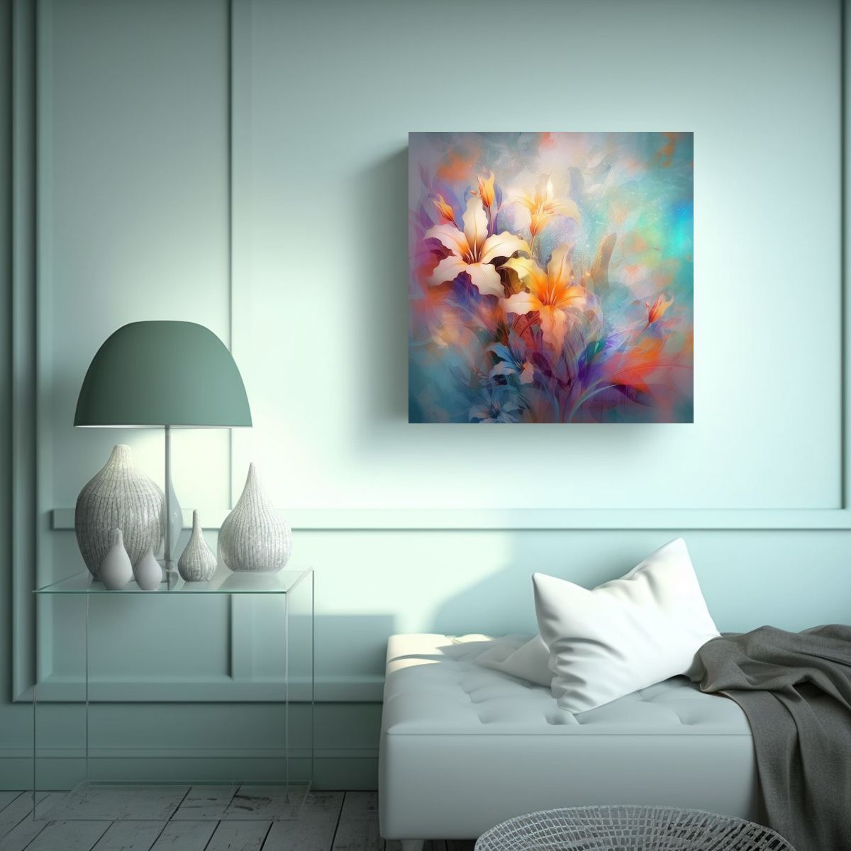 GENERICO - Canva De Flores Elegantes Y Coloridas 100x100 Cm