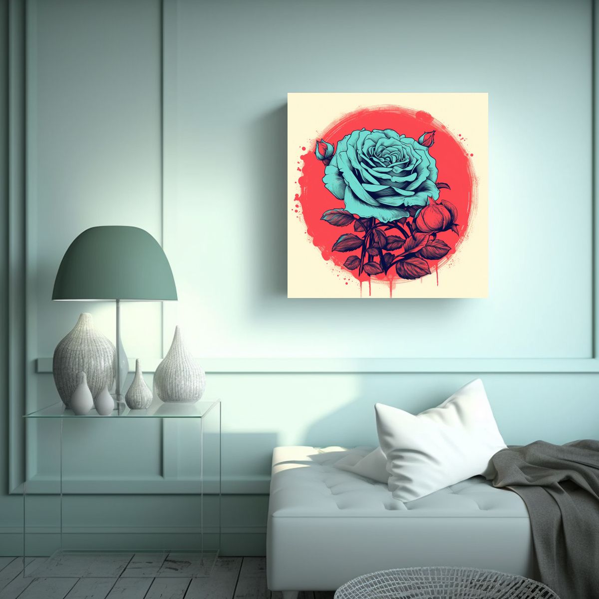 GENERICO - Cuadro Decorativo Red Rose Arte Único Para 100x100 Cm