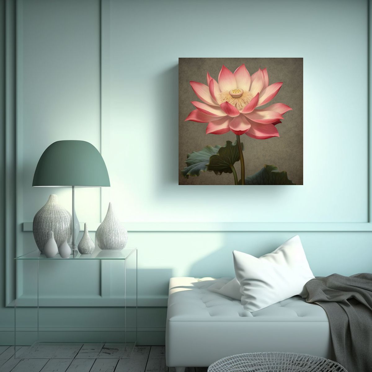 GENERICO - Cuadro Decorativo Innovador Lienzo De Loto Rosa 100x100 Cm