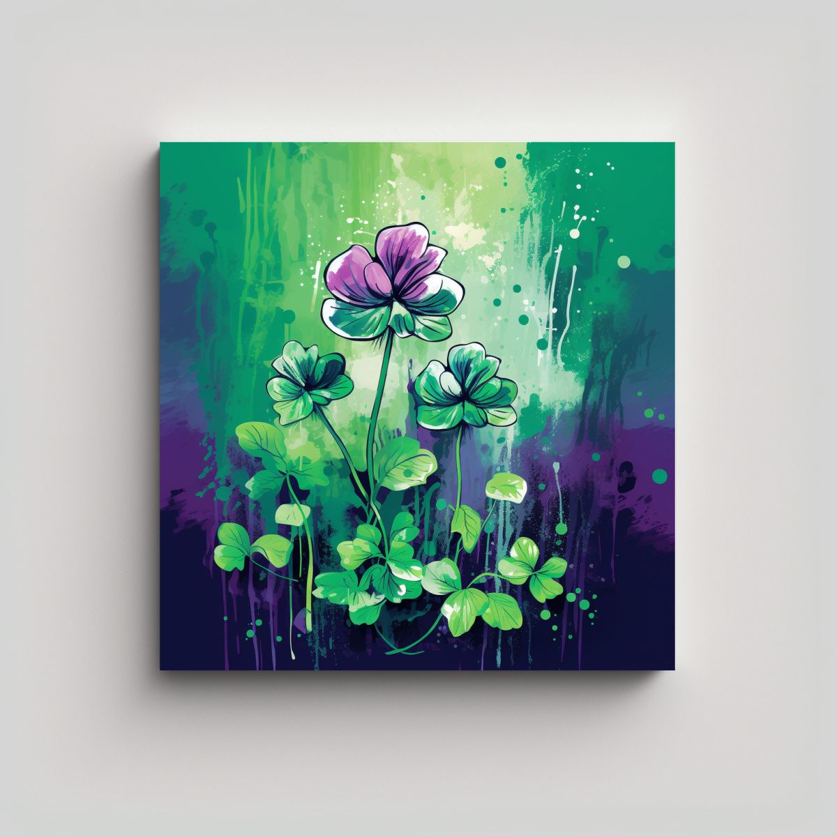 GENERICO - Cuadro Modernos Equilibrio Hierbas Trébol En 100x100 Cm