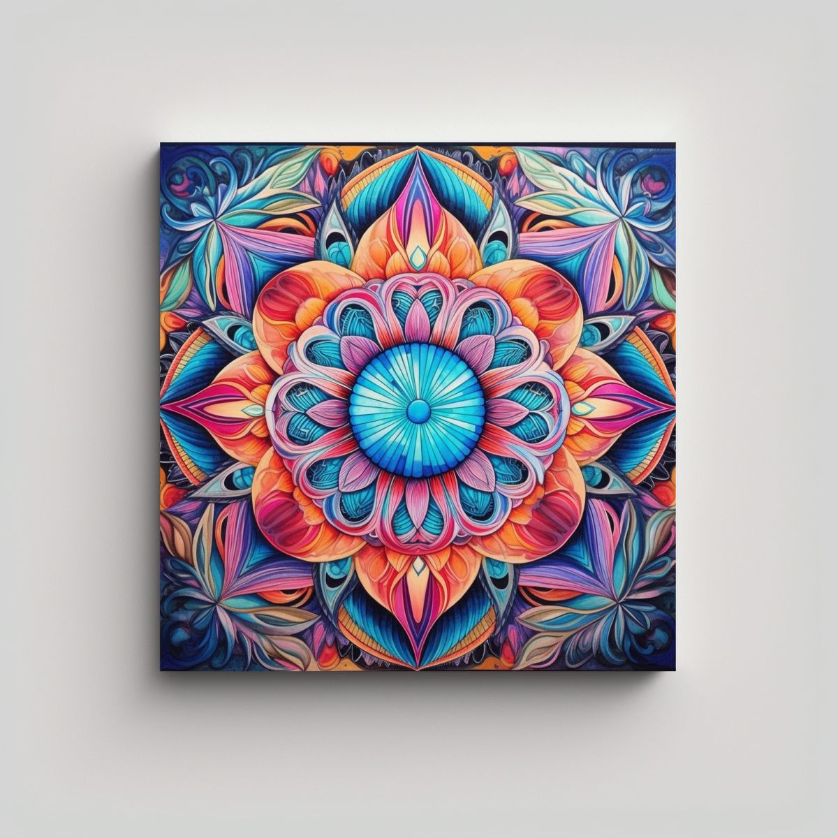 GENERICO - Tela En Bastidor Tonos Textura Mandala 100x100 Cm