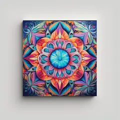 GENERICO - Tela En Bastidor Tonos Textura Mandala 100x100 Cm