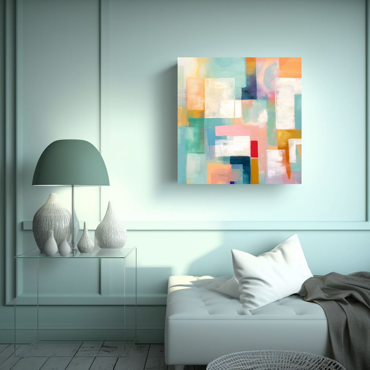 GENERICO - Cuadro De Arte Abstracto Lírico De Bloques 100x100 Cm