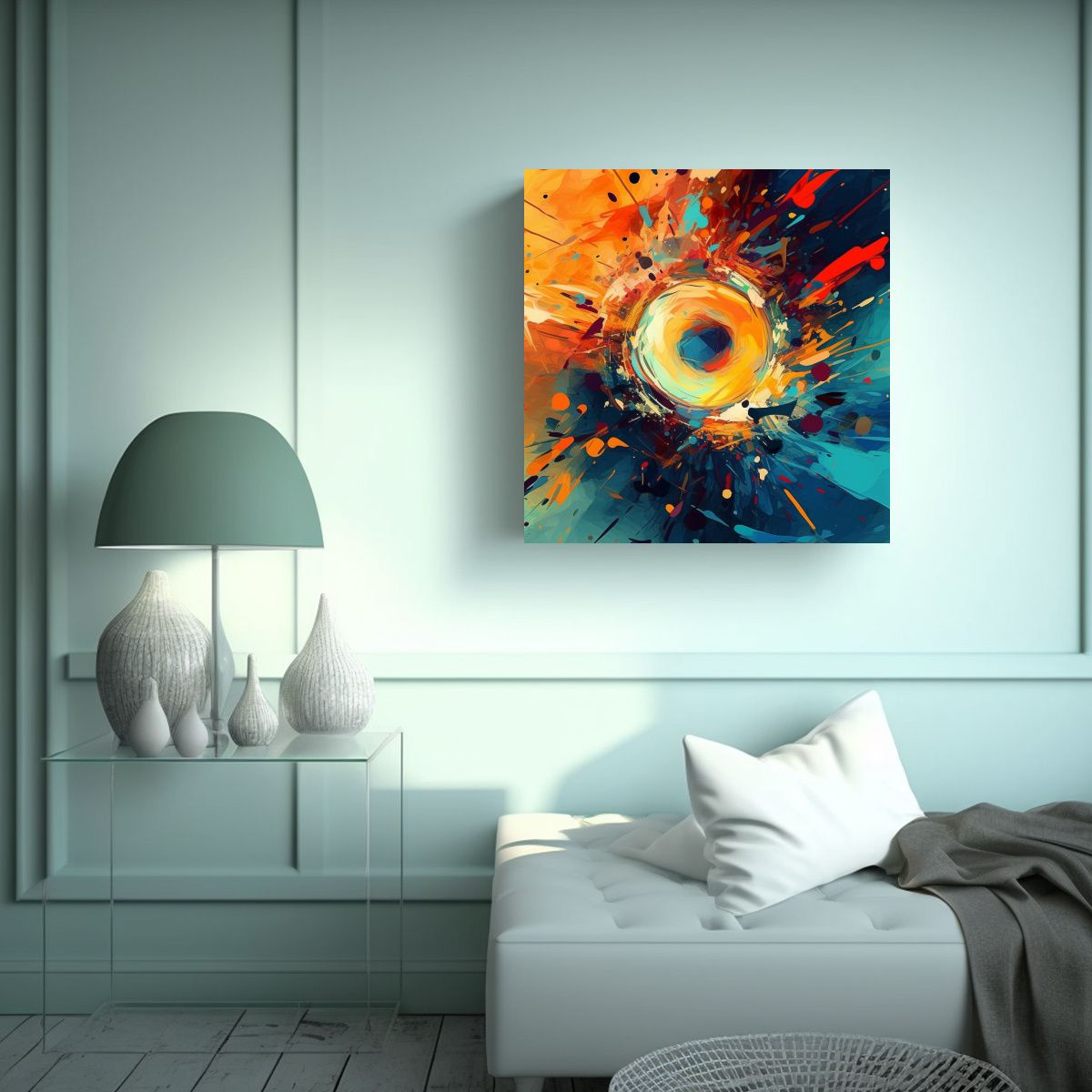 GENERICO - Cuadro Abstracto Para Decoración De Comedor Con 100x100 Cm