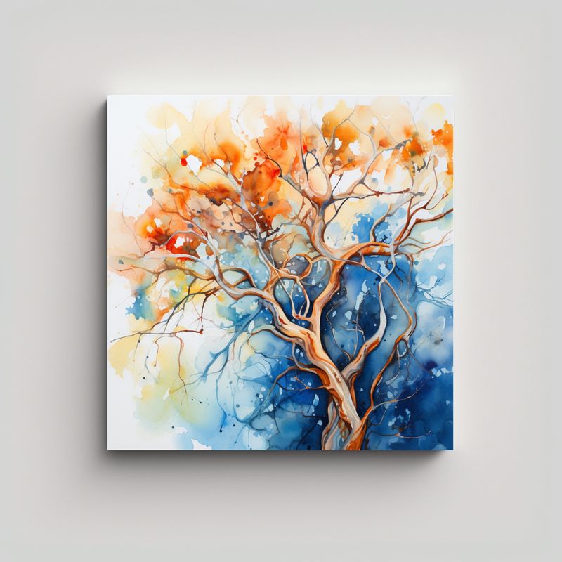 GENERICO - Lienzo Abstracción Impactante Arbutus Naranja Y 100x100 Cm