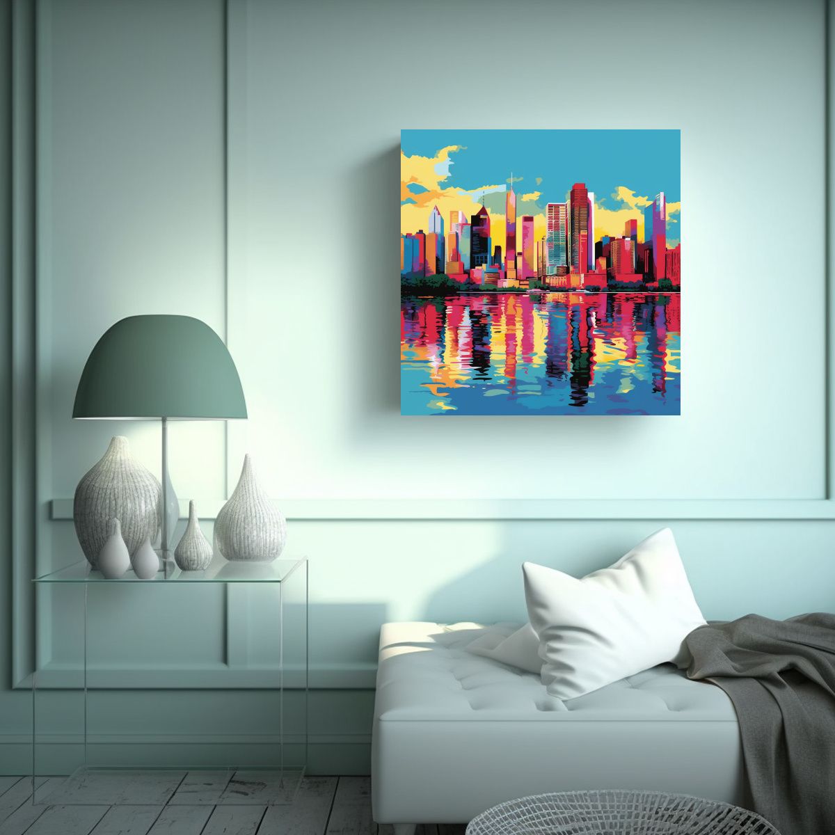 GENERICO - Cuadro Diseño Inspiración De La Ciudad De Nueva 100x100 Cm