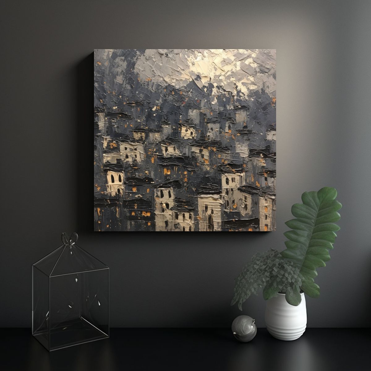 GENERICO - Venta Cuadro Chang Li Fantasmas Montañas Nevada 100x100 Cm