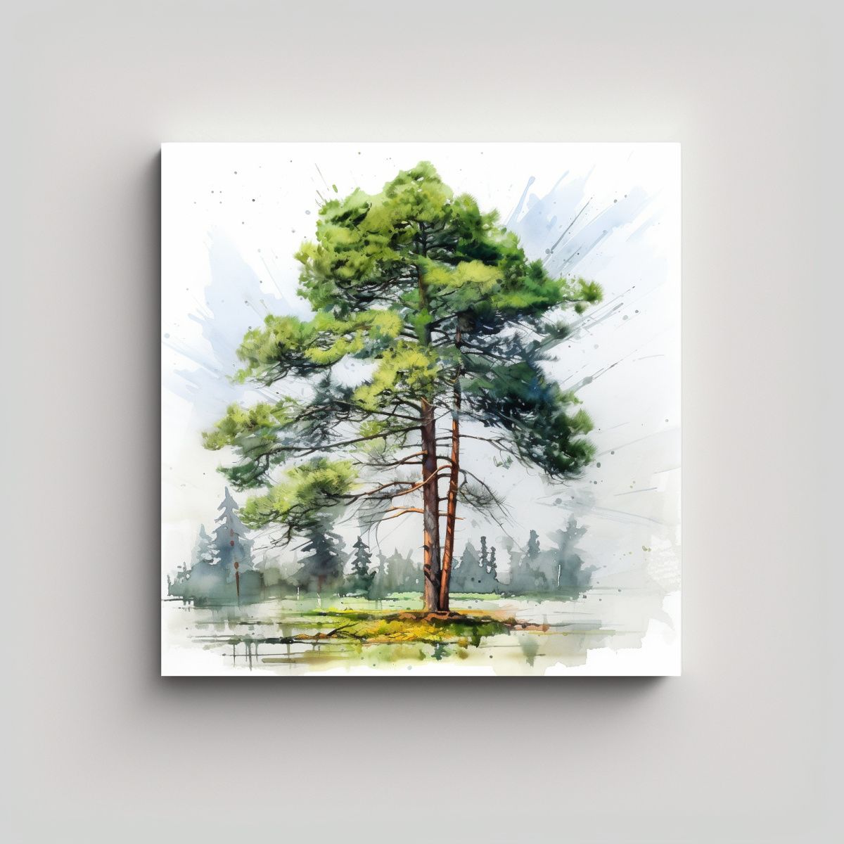 GENERICO - Cuadro Abstracto De Un árbol De Pino Escocés 100x100 Cm