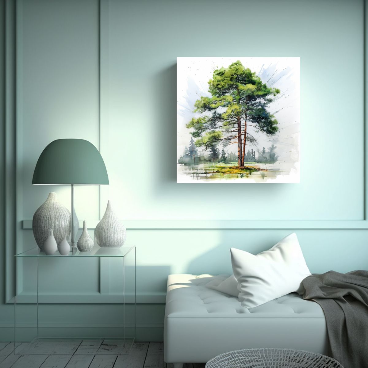 GENERICO - Cuadro Abstracto De Un árbol De Pino Escocés 100x100 Cm